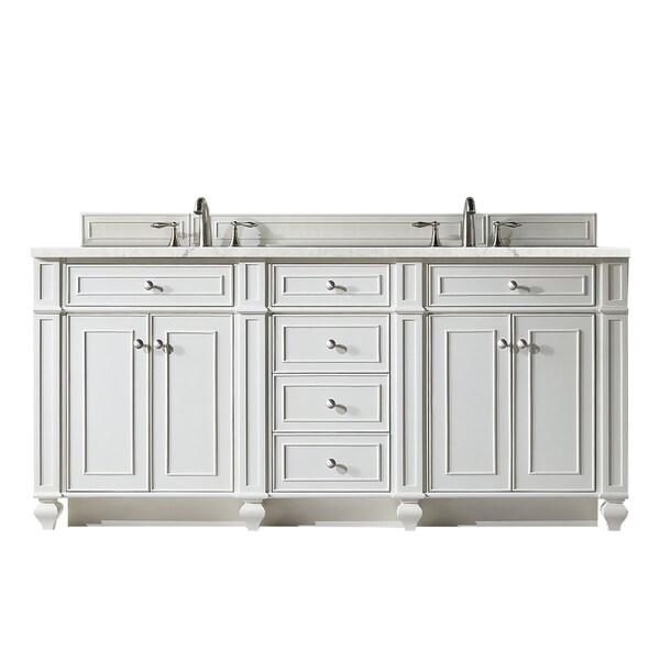 James Martin Vanities Bristol 72in Double Vanity, Bright White w/ 3 CM Eternal Jasmine Pearl Quartz Top 157-V72-BW-3EJP - main